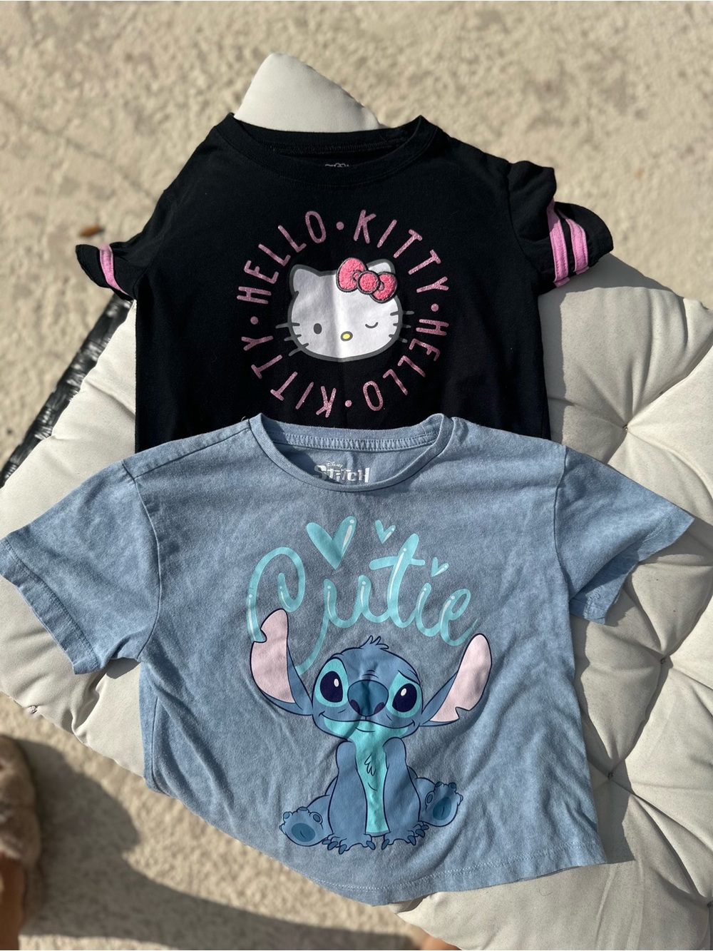 Disney Hello Kitty & Stitch Kids Short-Sleeve Tee Set - Black, Light Blue, Pink